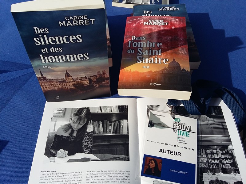 Carine Marret Festival livre Nice Des silences et des hommes commissaire Jean Levigan roman policier polar Dans l'ombre du Saint Suaire écrivain